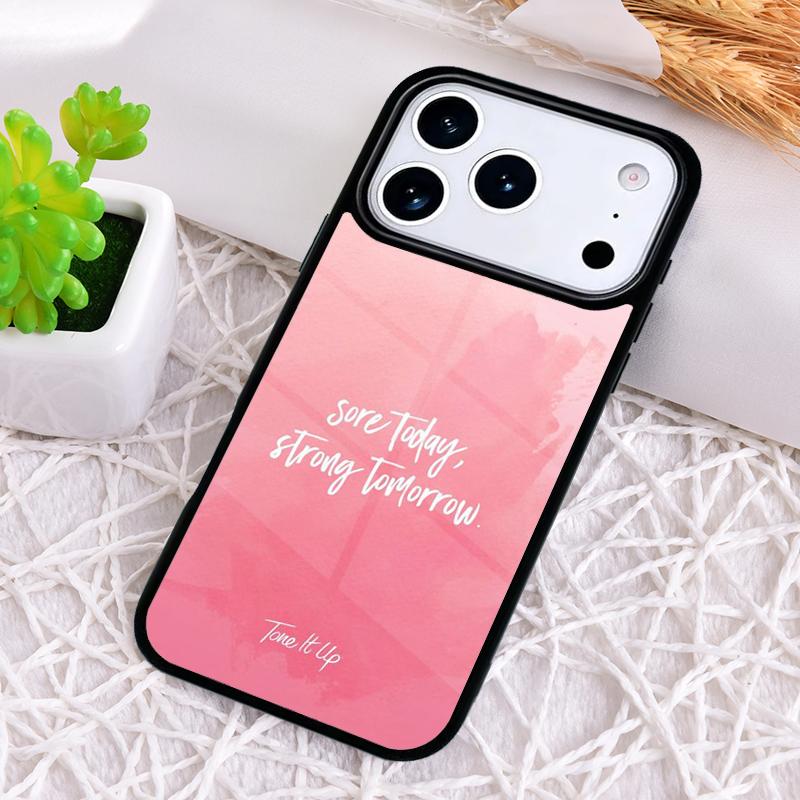 Rosa Workout Motivation Fitness Gym Zitate Stoßfeste Handyhülle für iPhone 17 Air 16e 15 11 12 14 13 Pro Max Hülle Coque