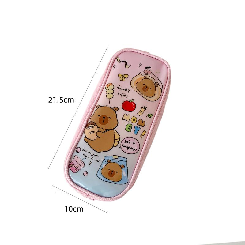 Cartoon Capybara Pencil Case Large Capacity Zippers Pencil Pouch Stationery Storage Bag School Supplies For Student Gift