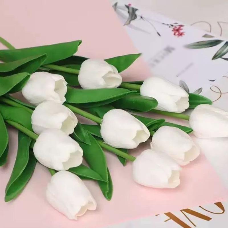 1-50 piezas de Planta Artificial Tulipán Palo Suave Decoración Mesa de Comedor Habitación Boda Fiesta Jardín Bricolaje Navidad Aniversario Decoración