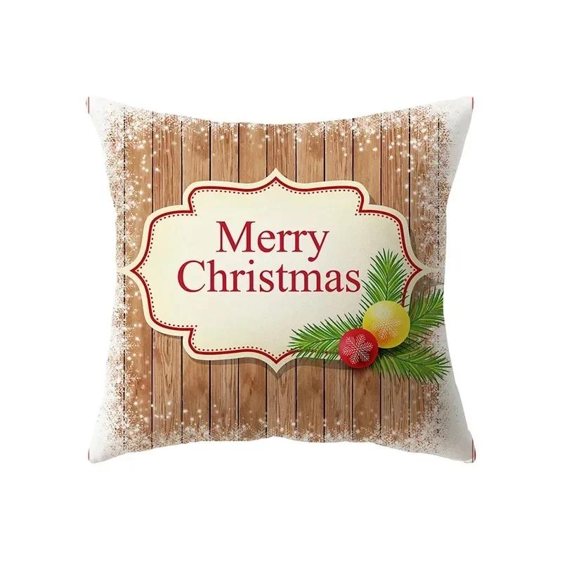 Christmas Theme Santa Claus Printed Pattern Cushion Cover Home Living Room Sofa Decoration Pillow 45x45cm