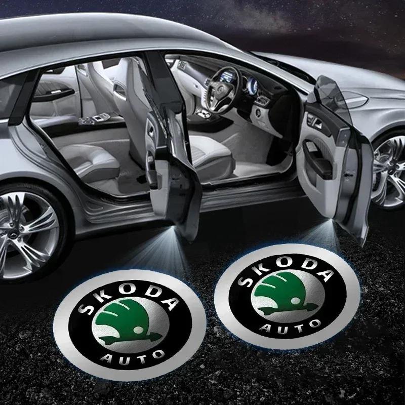 1/2 Stück Autolichter Zubehör LED Türprojektor Für Skoda Octavia MK2 MK3 2 3 A7 Fabia Karoq Kodiaq Superb Rapid Kamiq Scala Yeti