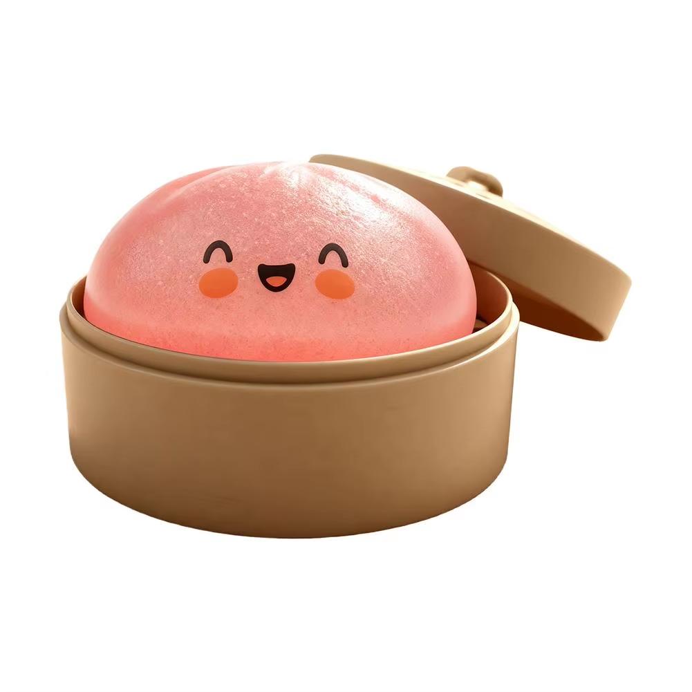 Realistic Giant Dumpling Squeeze Toy With Steamer Soft Tpr Dough Ball Glittery Cute Decompression Fidget Toy Funny Creative Gift