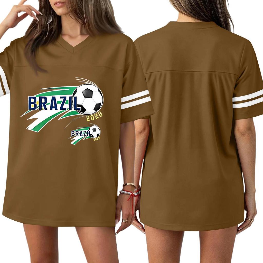 Women's Casual & Stylish V-Neck Sports — Print Short-Sleeve Athletic T-Shirt Top