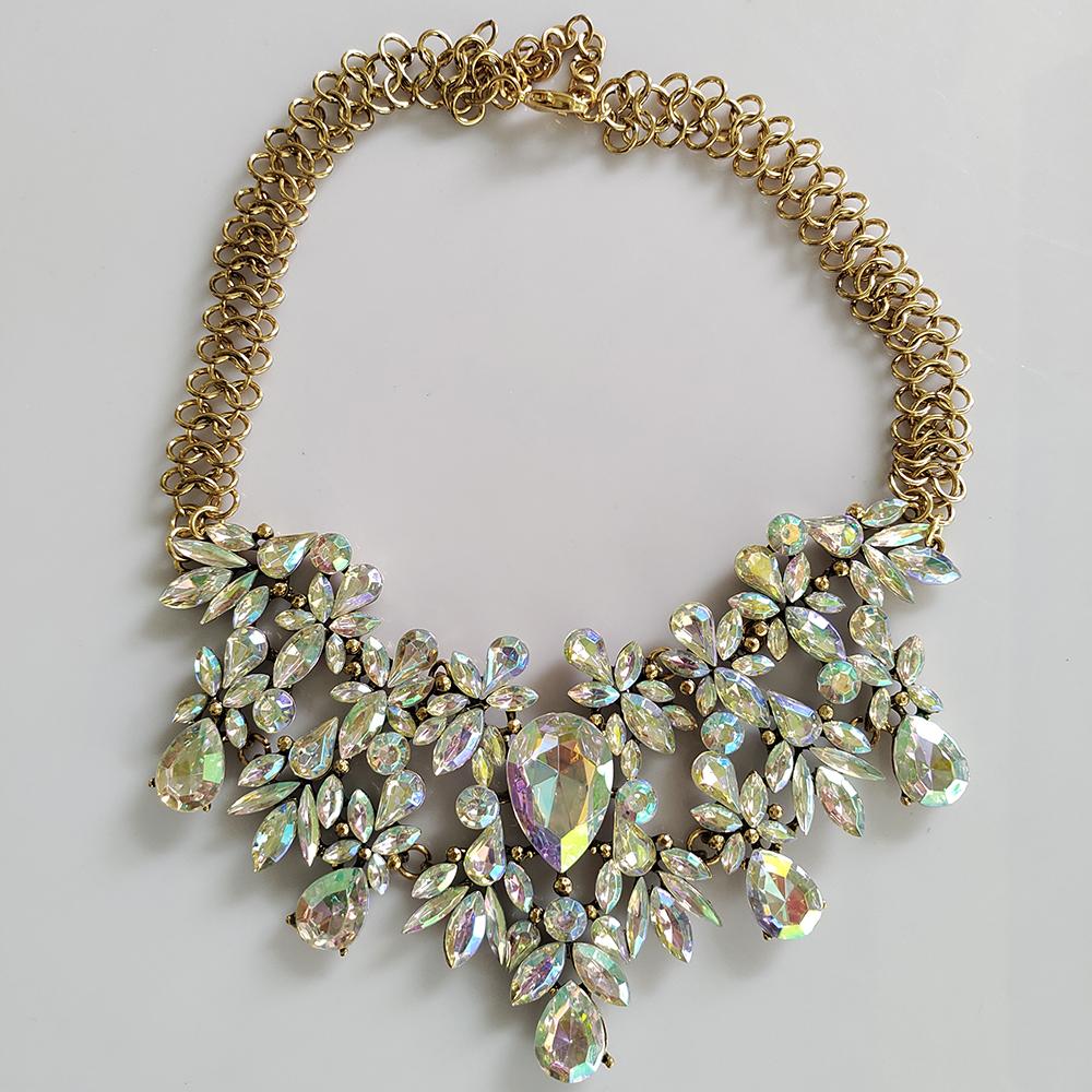 2026 New Fashion Green Clear AB Crystal Rhinestone Choker Necklace Women Indian Statement Large Collar Big Bib Necklace Jewelry