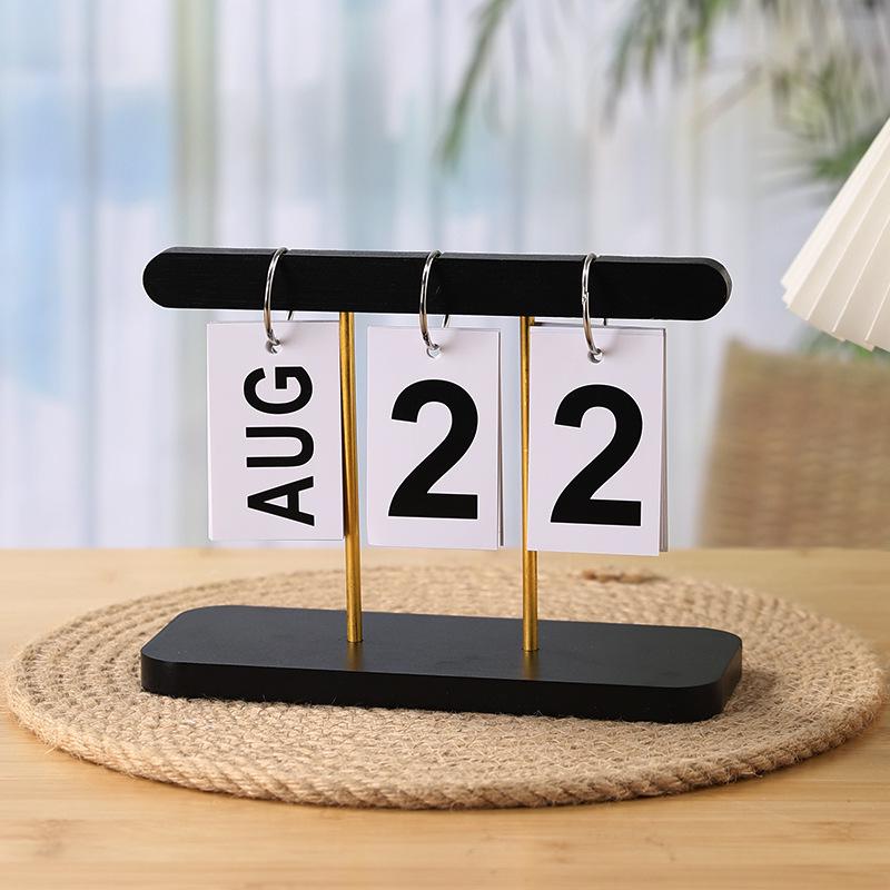 Creative Wooden Flip-Page Perpetual Desktop Calendar – INS Style, Simple Disassembly, Ideal for Office Decor.