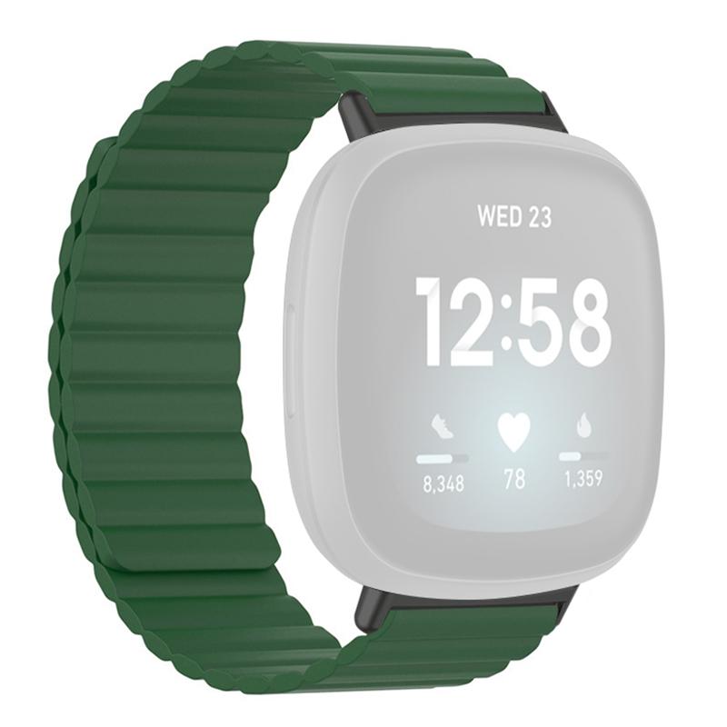 

For Fitbit Versa 3/4/Fitbit Sense/Sense 2 Silicone Watch Band Magnetic Strap Replacement Army Green