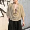 INCERUN Men's Sheer Cowl Neck T-Shirt Short Sleeve See-Through Casual Party Streetwear Loose Tops 