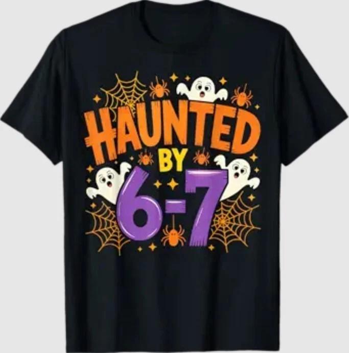 Haunted by 67 Funny Six Seven Meme Spooky Ghost Halloween T-Shirt L