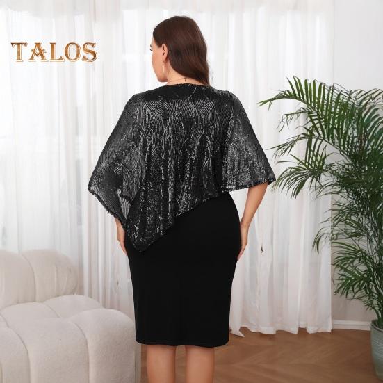 Ärmelloses Damen-Umhangkleid mit Paillettenbesatz Übergroßes Pailletten-Bodycon-Bleistiftkleid Damen Abend-Midikleid