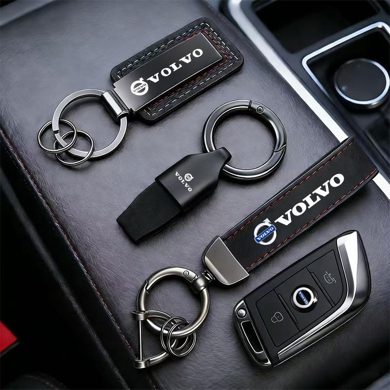 Leather Keychain Car Styling Emblem Metal Pendant For Volvo S90 XC40 S80 V90 EM90 C40 S40 S80L V60 V40 XC90 S60 C30 XC60 V50 V70 WH9