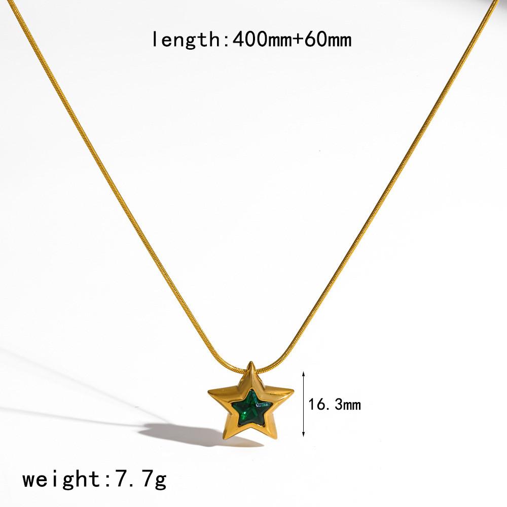 Fivepointed Star Zircon Necklace With Stainless Steel Chain For Daily Wear Women