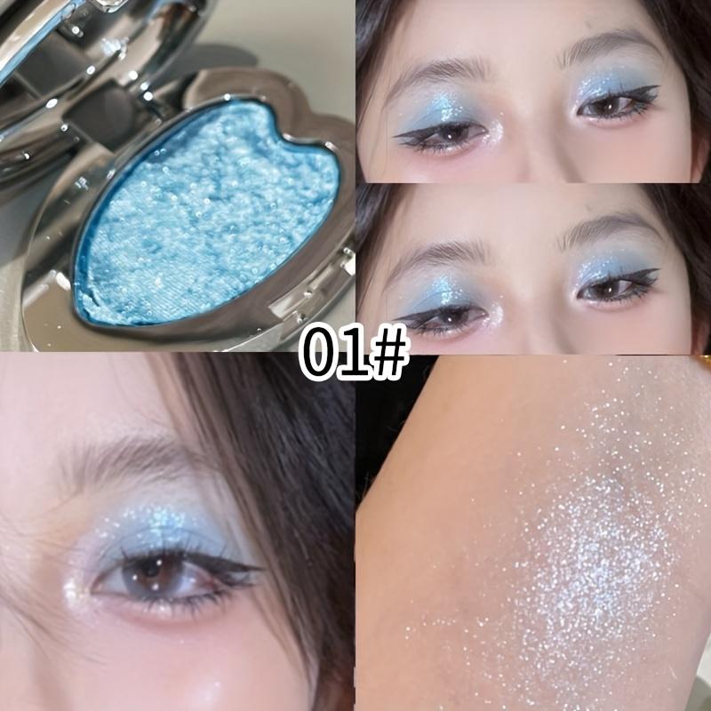 Metallic Glitter Heart Monochrome Eyeshadow Palette, Waterproof & Sweatproof, Soft Blend Formula, Suitable for Music Festivals, Stage Performances