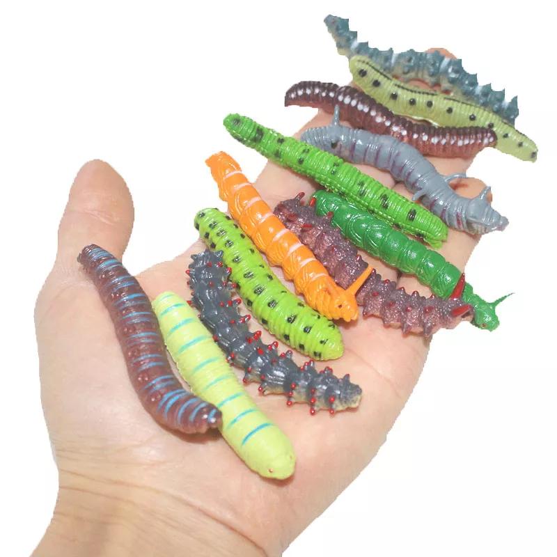 Bai Fen Bai Toys Green Toys 12Pcs/Lot Fund Simulation Caterpillar Worm Crawl Insect Animal Prank Tricky Persecute Others Skeleton Unusual Gadgets