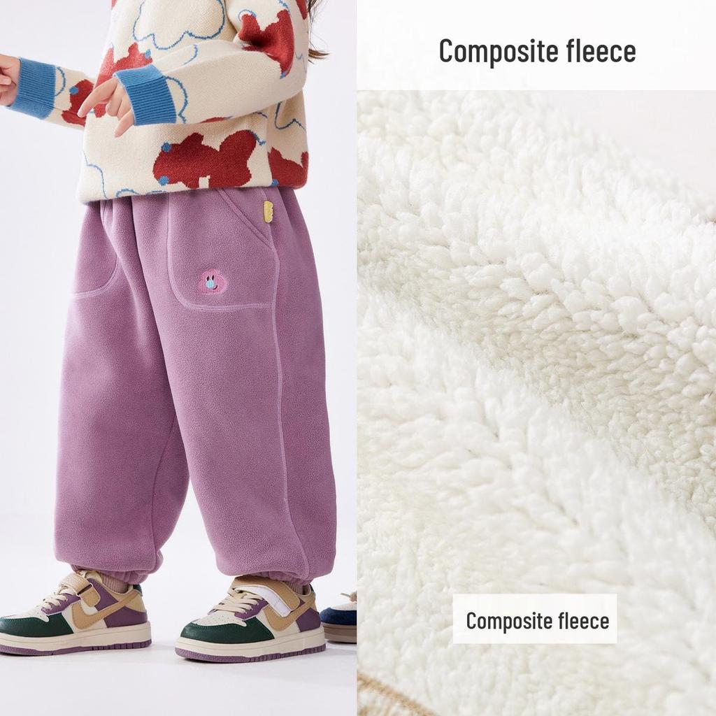 Children's Fleece One-Piece Winter Pants: Boys' Knitted Long Pants & Girls' Warm Casual Pants