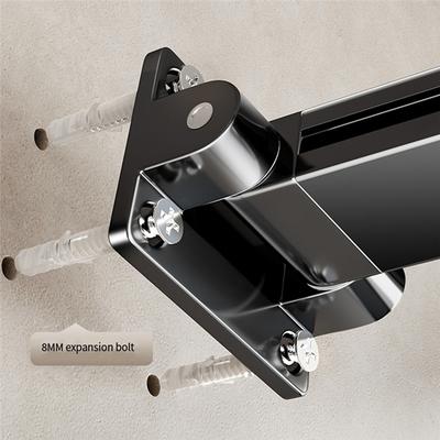 Good-Black Aluminum Retractable Clothes Hanger, 2-Fold Wall Mounted Drying Rack, Space-Efficient Design For Indoor & Outdoor Use