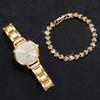 Set de Reloj de Temperamento Elegante para Mujer Pulsera Exquisita Brillante Lujosa con Reloj de Cuarzo Casual Simple Mejor Regalo para Chicas