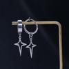 Stainless Steel Men Hoop Earring Clip Earring Cross Star Dangle Earring Korean Style Ear Cuff