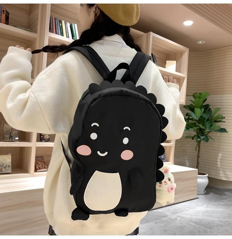 Lovely Girl's Nylon Backpack With Fun Dinosaur Design Spacious And Wear-resistant Fashionable School Bag