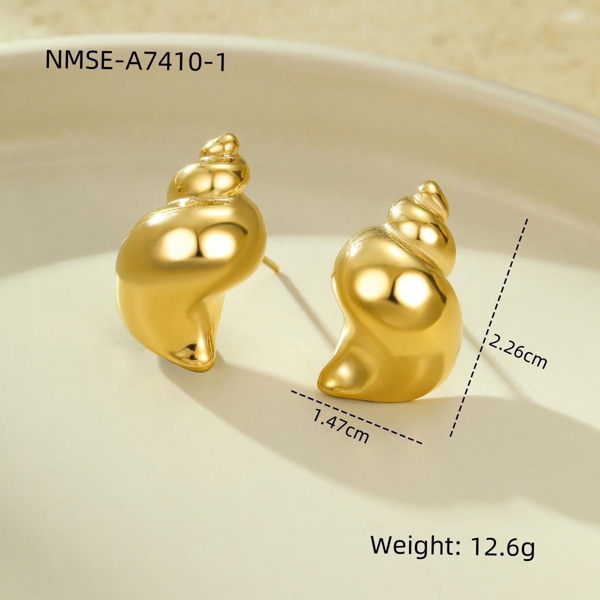 GEMCHIC Women s Stainless Steel Sea Shell Earrings Minimalist Fashion Stud Earrings for Daily Party Wedding