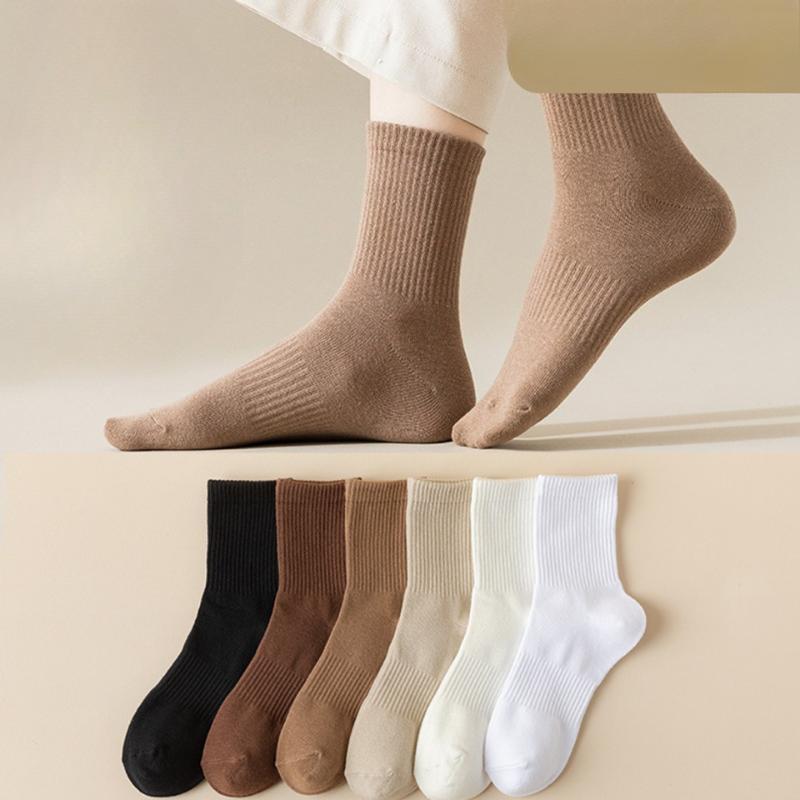 Coffee-colored Mid-calf Women's Autumn and Winter Trendy High-elastic Women's Socks and Simple Socks