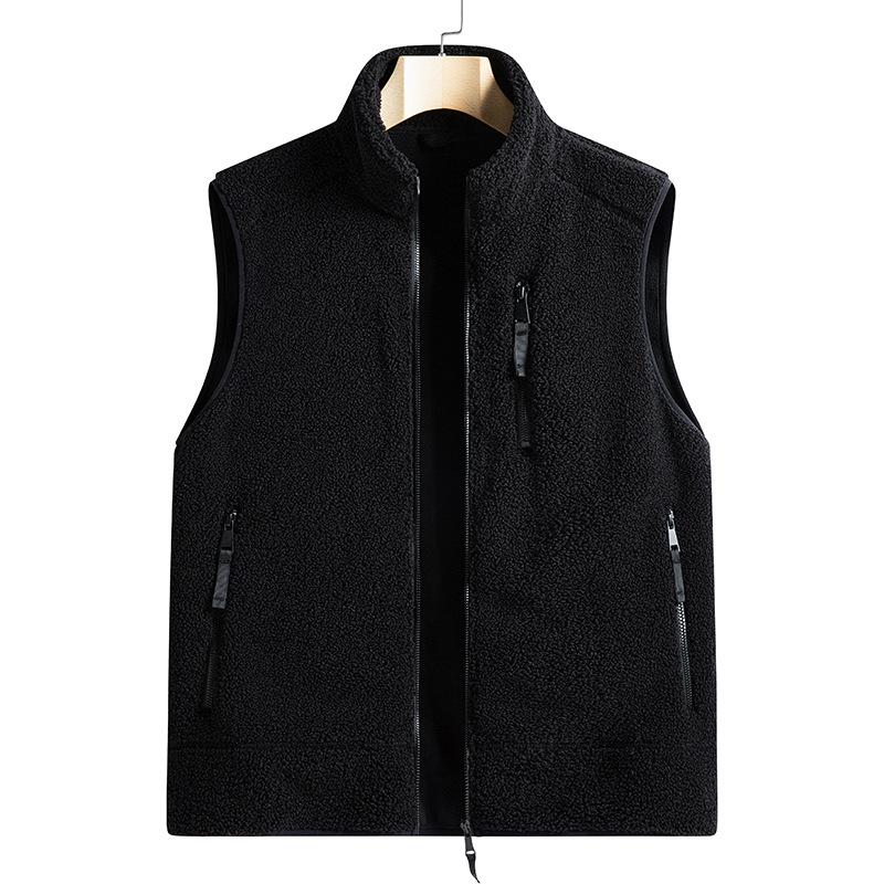 Teddy fleece vest, fleece thickened warm, sleeveless autumn and winter mountain lightweight outdoor vest, tide brand fleece