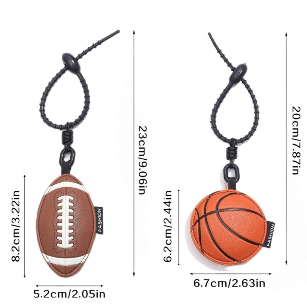 Cartoon 3D Rugby Football Pendant Volleyball Car Key Ring Personality Ball Leather Keychain  Gift