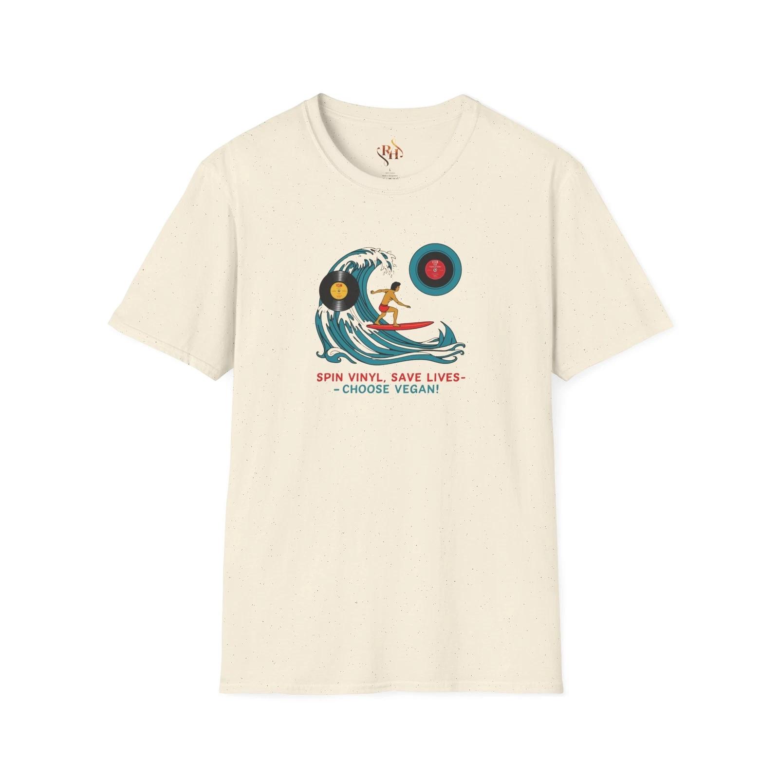 

Vinyl Surfing T-Shirt - Cool Gift for Music Lovers, Eco-Friendly activist, vegan S