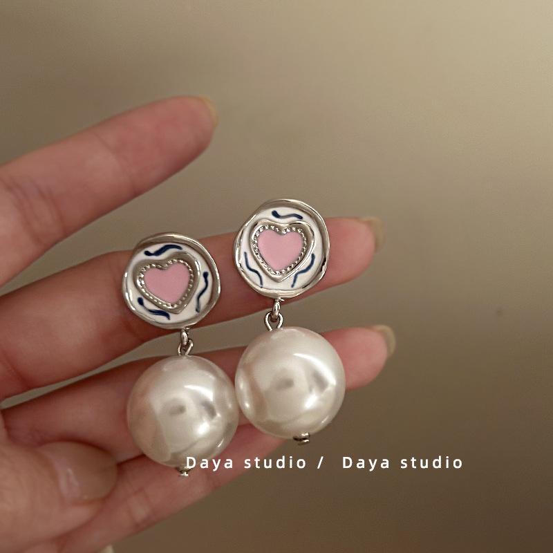 French Retro Zircon Pearl Stud Earrings - Elegant, Versatile Light Luxury Design for Women
