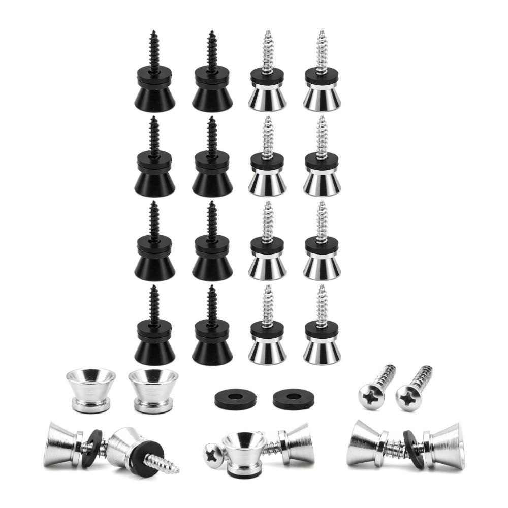 16PCS Black+Silver Guitar Strap Lock Pins Metal Material Universal Guitar Strap Pins For Guitar
