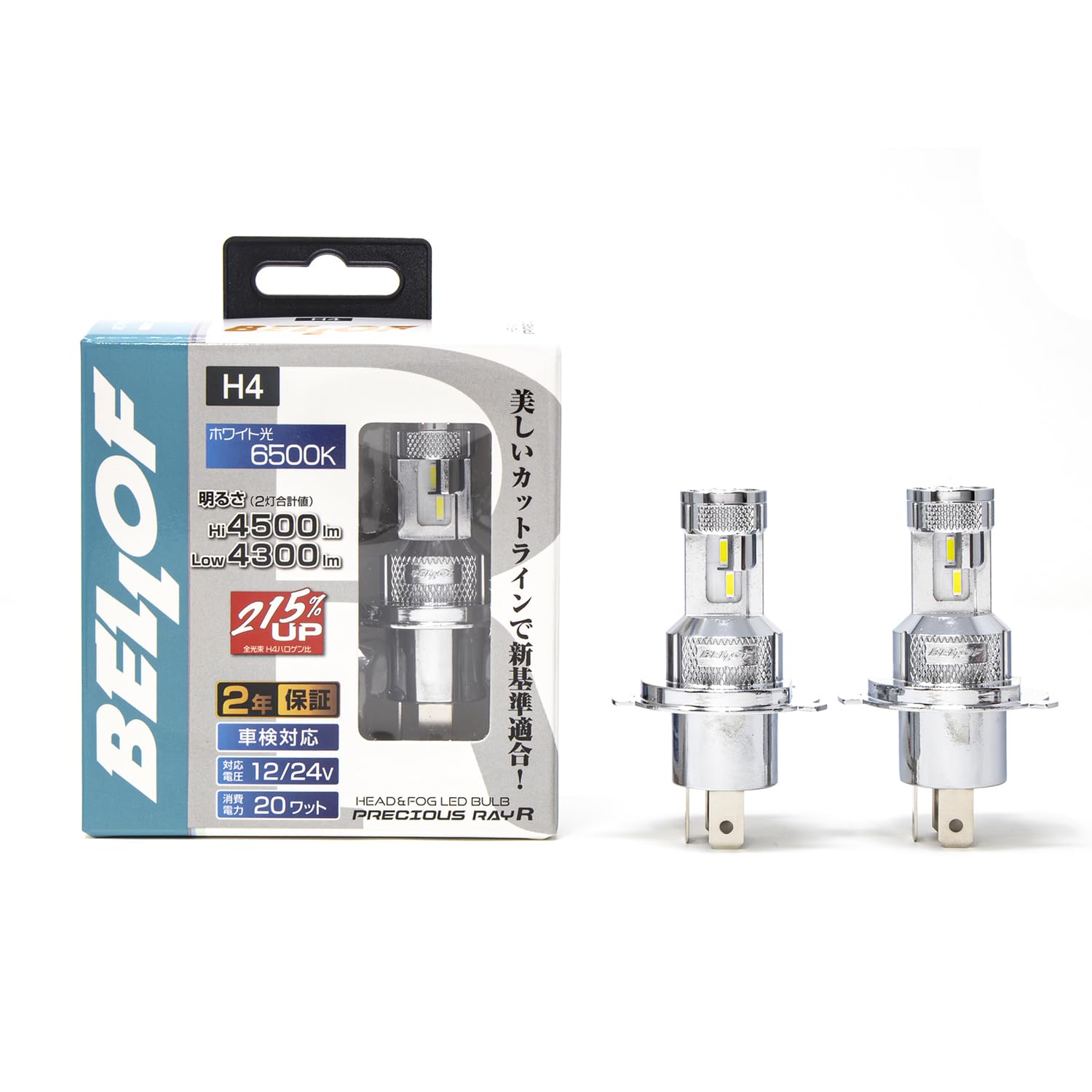 

BELLOF H4 LED Bulbs for OEM Compatible with Pack of 2 Headlights, 6500K, 4500lm, Plated, Size, 12V/24V, (EBA1831)