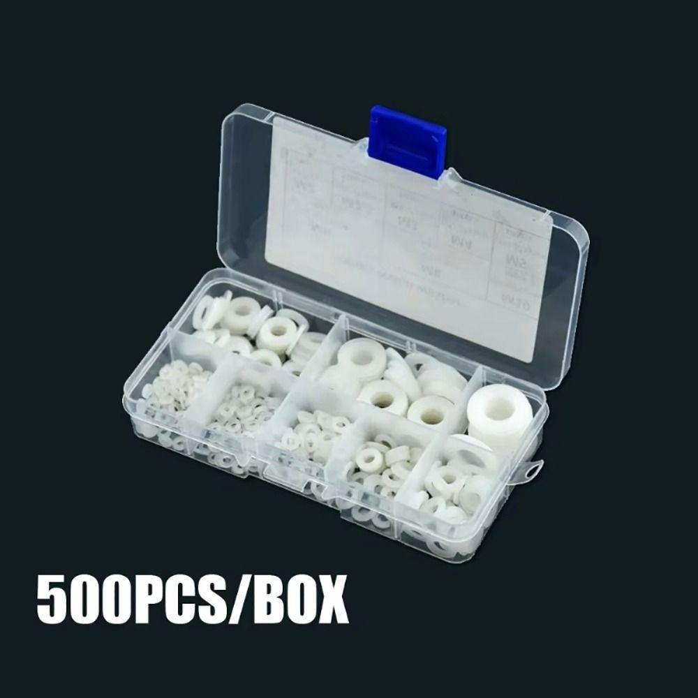 500Pcs 8 Sizes Plane Spacer Flat Insulation Gasket Ring New Nylon Washer