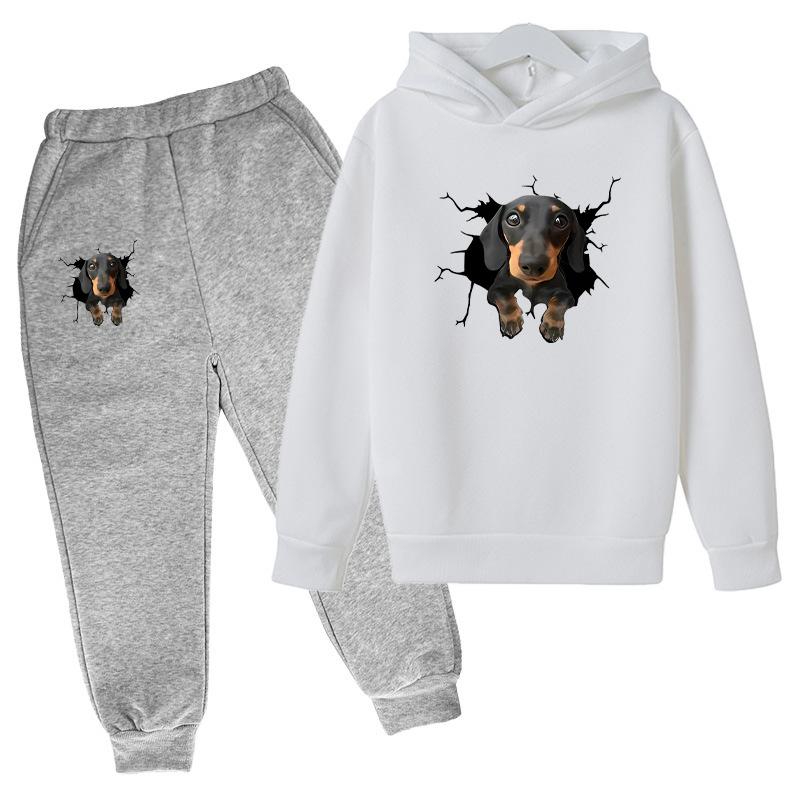 

Cute Puppy Printed Sets for Children Casual Outerwear Summer Suit for Girl Clothes From 8 to 10 Years Home Clothing Boys Wear 150
