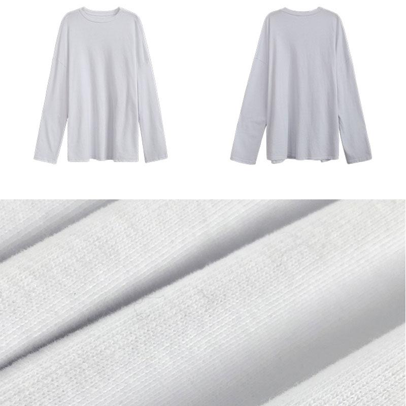 Spring Autumn Solid Simple Oversized Tshirt Harajuku Long T Shirt Women Kawaii T-shirts Women 90s White Yellow Long Sleeve Tops