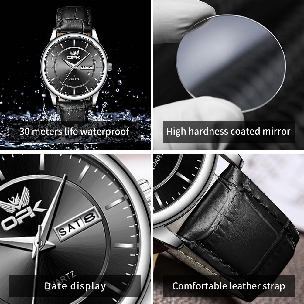 OPK 6022 Watches For Men Waterproof Luxury Quartz Watch Luminous Wristwatch Automatic Watch Dual Calendar Display Reloj Hombre