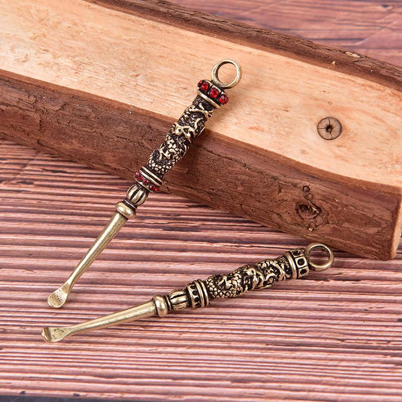 Pulitore per Orecchie Ottone Donne Nude Rimuovi Cerume Cucchiaino Portachiavi Ottone Vintage