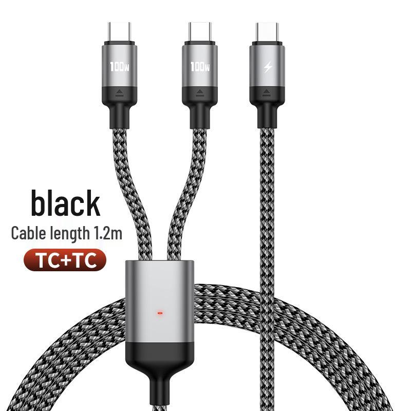PD 100W Fast Charging 2-in-1 Data Cable for Apple, Samsung & Huawei Laptops