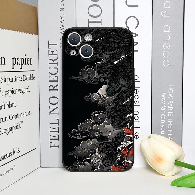 Aesthetic Stylish Cool Black Dragon Printed Phone Case for iPhone 17 16 12 11 14 13 15 Pro Max Mini XS MAX XR 7 Plus Soft Cover