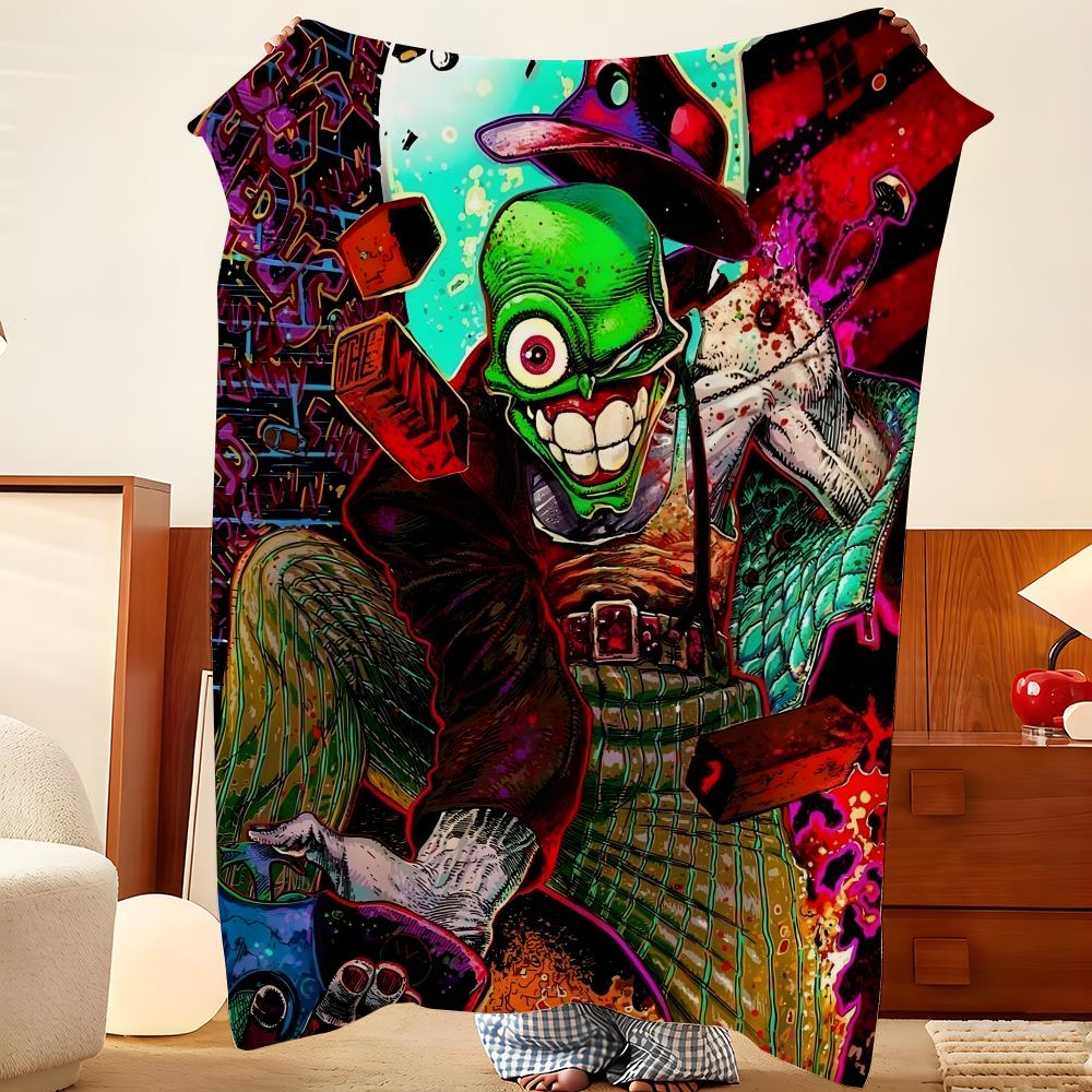 Movie T-The M-Mask Throw Flannel Throw Blanket, Lightweight Cozy, Durable Washable Cute Cool
