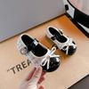 Korean Style Solid Color Princess Mary Jane Leather Shoes For Girls Kids