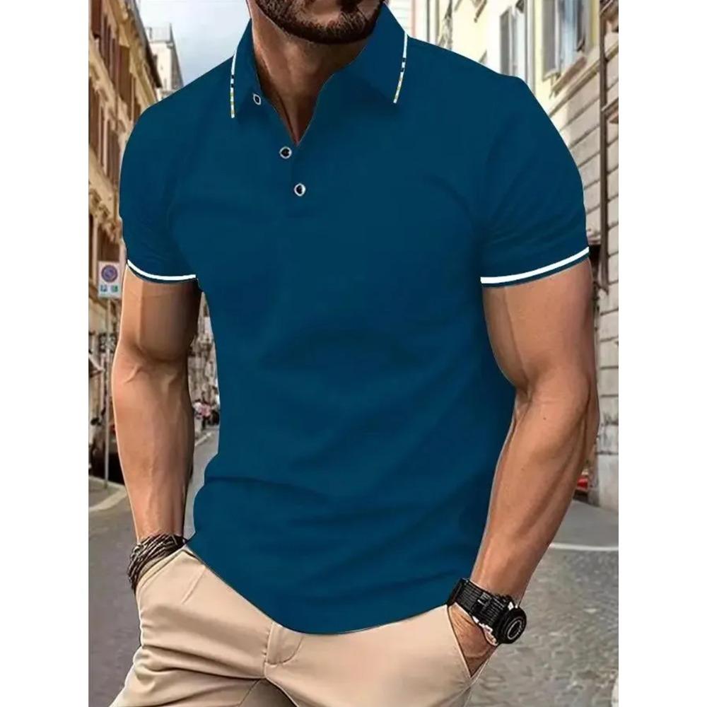 Men Clothes Summer Short Sleeve Fashion Pure Color Polo Shirt Men Buisness Casual Golf Polo Shirt Tops 100% Polyester