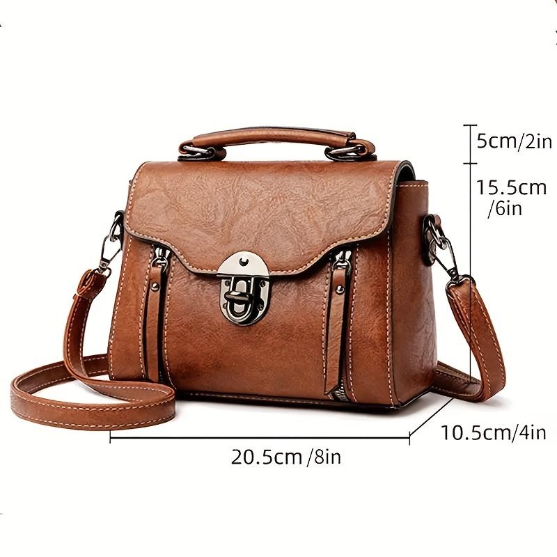 Trendy Flap Square Handbag, Buckle Decor Crossbody Bag, Women's Vintage Faux Leather Purse