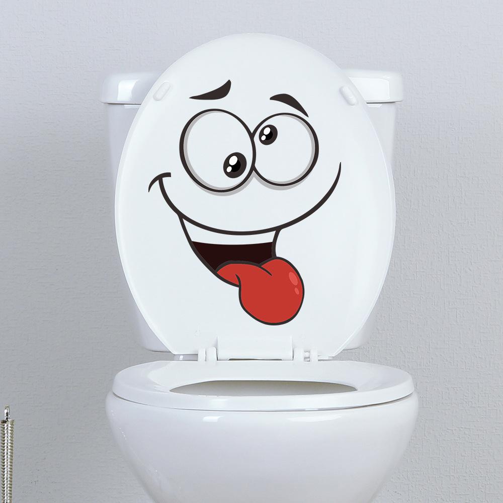 Funny Expression Toilet PVC Wall Sticker for Bathroom Decor.