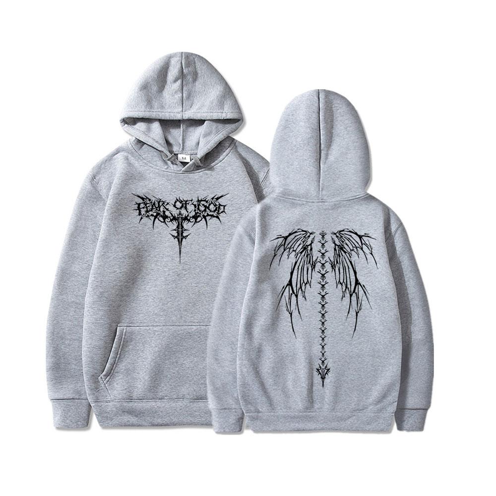 Death Wings Print Zipper Hoodie Men Women Gothic Y2k Jacket Hoodies Casual Sweatshirt Coat Streetwear Winter Autumn