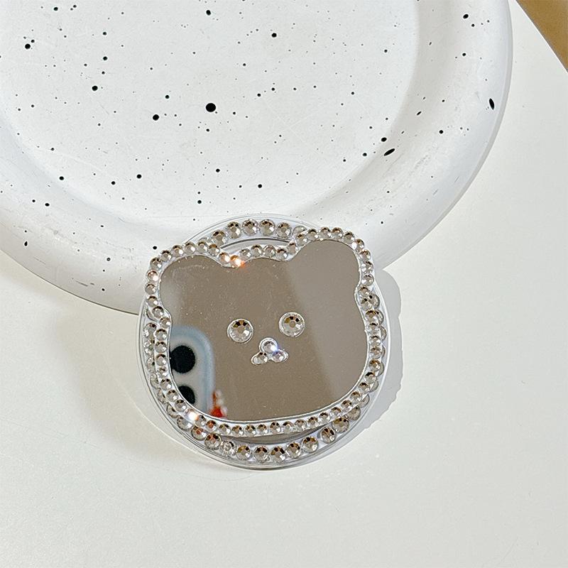 Cartoon Mirror Rhinestone Mobile Phone Airbag Holder Paste Magnetic Kt Cat Frog Puppy Retractable Niche Ring