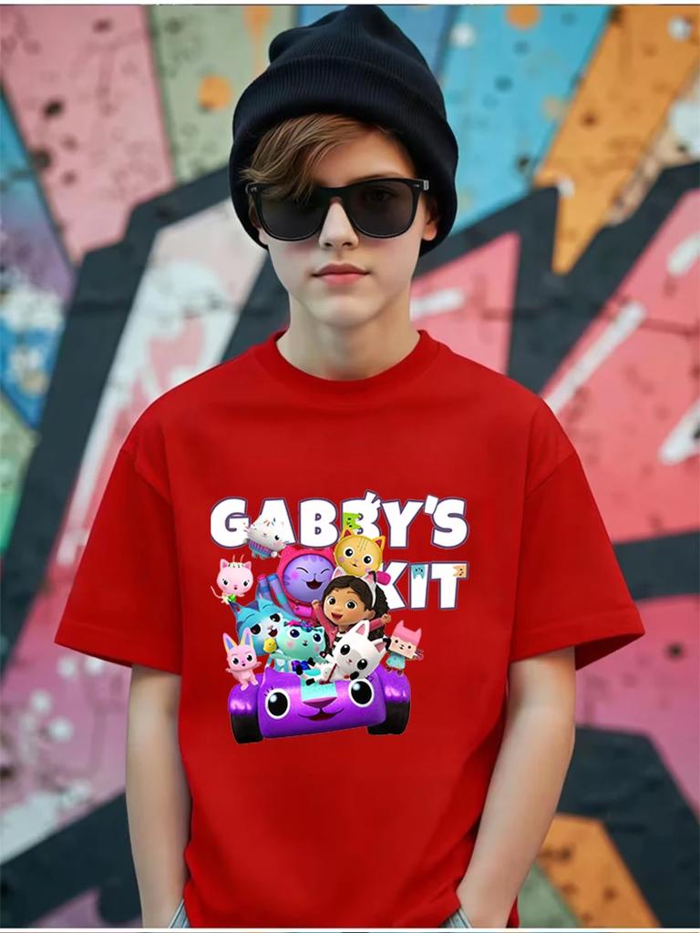 CatRat Gabby's Dollhouse Short Sleeve T Shirt Children Summer Cute Cartoon Crewneck Boys Girls Ages 3-14