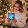 Decorative Room Lighting Christmas Acrylic Puzzle Night Light with Wooden Frame, DIY Stained Glass Style Creative Gift for Kids Jigsaw Lamp