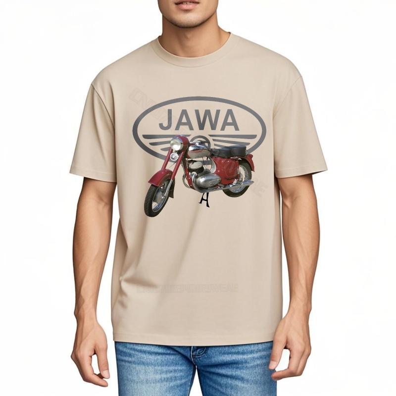 Unisexs T Shirt Adult Relaxed Fit Tshirt Jawa Motorcycle Logo On Black Summer Cheap Tshirt Retro Short Sleeve Shirt Soft