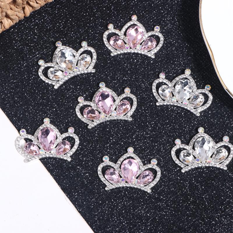 10Pcs Able Flash  Studded Alloy Crown Accessories Diy Hairpin Hair Clip Decoration