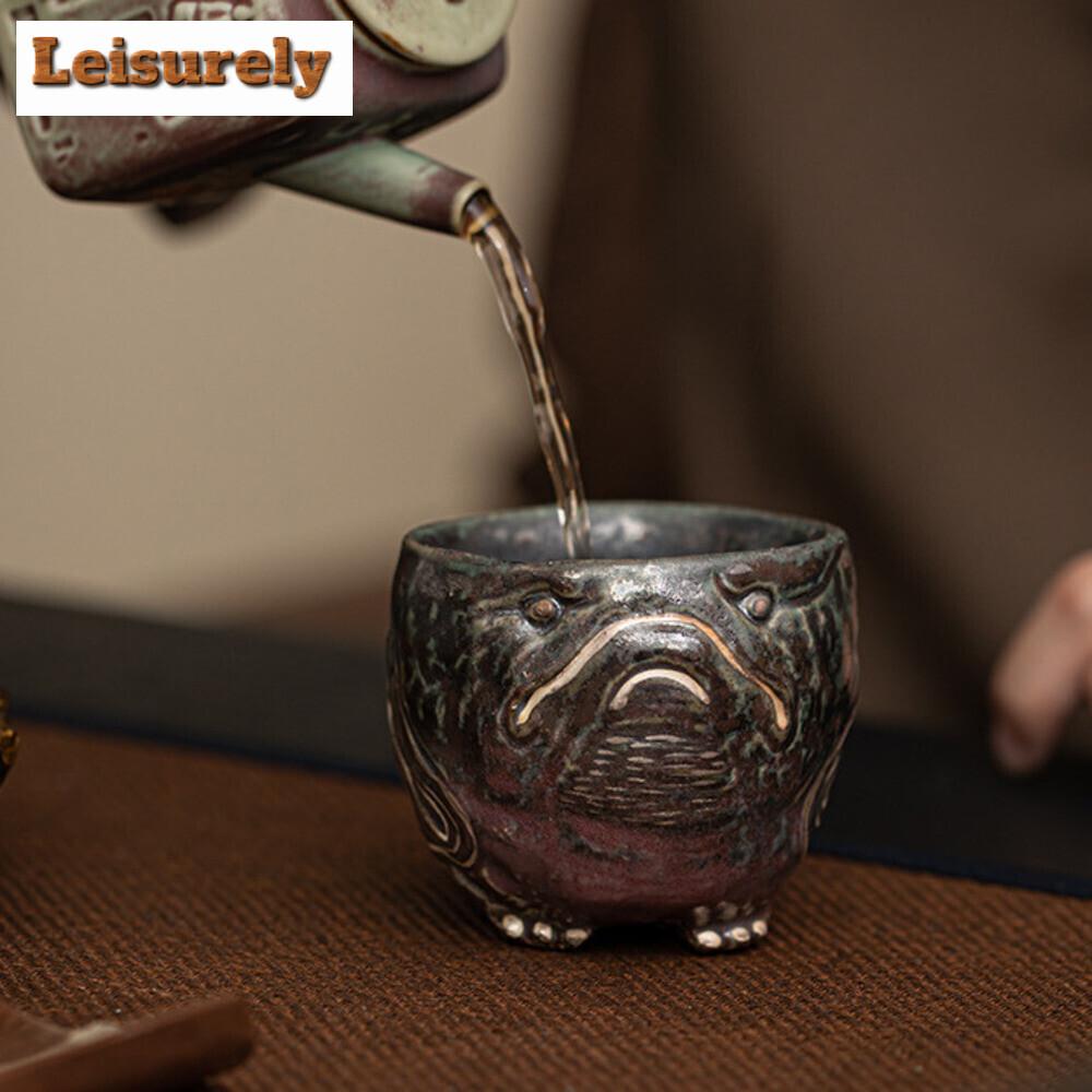 100ml Creative Golden Toad Ceramic Teacup Single Master Cup Customized Personal Mug Coffeeware Kung Fu Teaset Collection Gifts