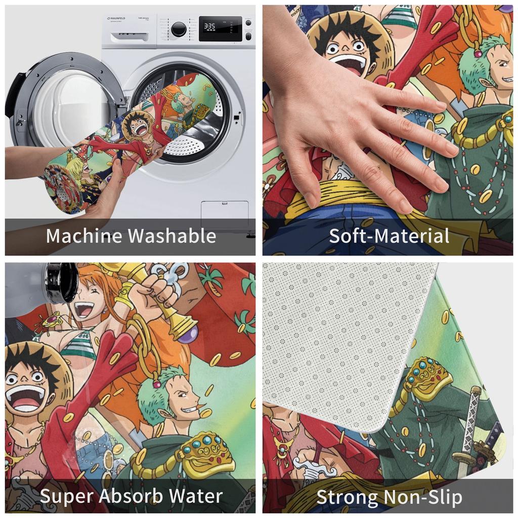 Anime One Piece Doormat Non-Slip Entrance Bathroom Kitchen Door Floor Mats Pirate King Luffy Bedroom Balcony Carpet Rug